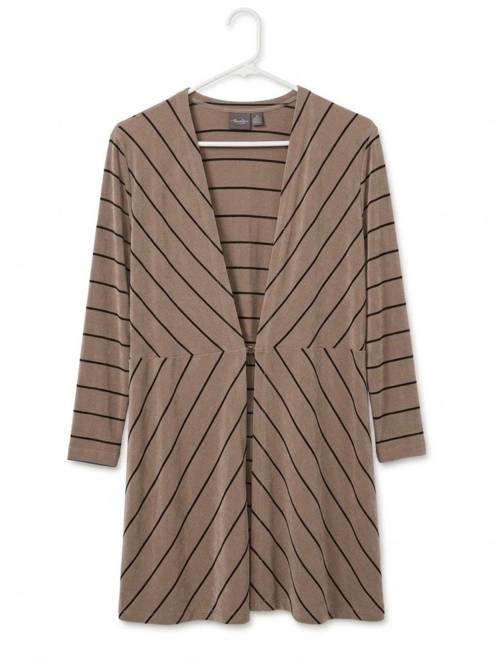 Chico's Size 2(12-14) Women’s Open-Front Cardigan - Brown Stripe #70